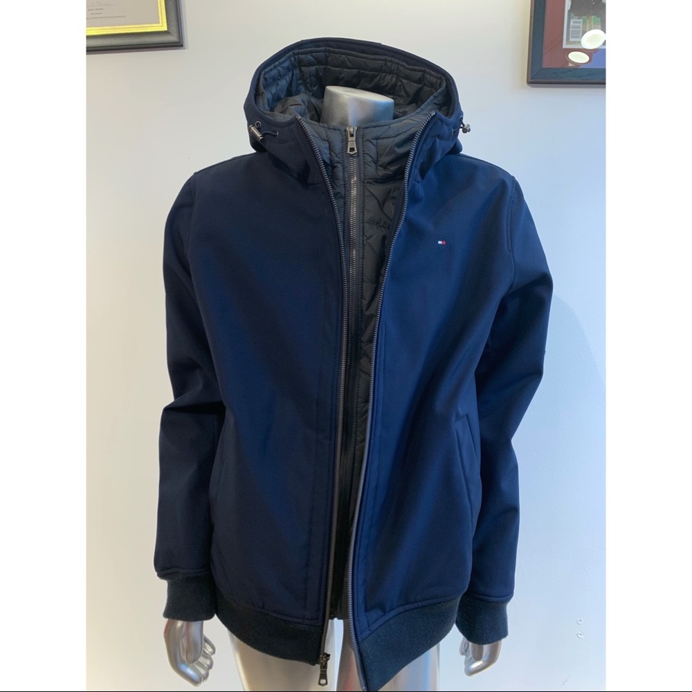 TOMMY HILFIGER Navy Zip Up Jacket - Light Puffer